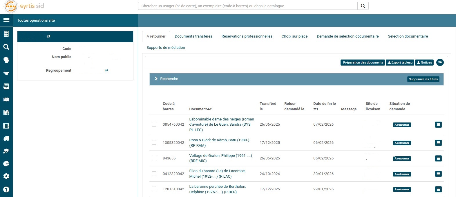 Documents à retourner