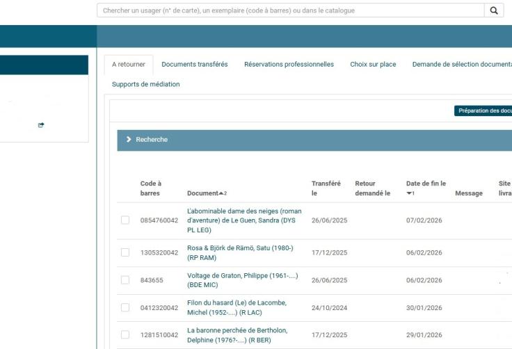 Documents à retourner
